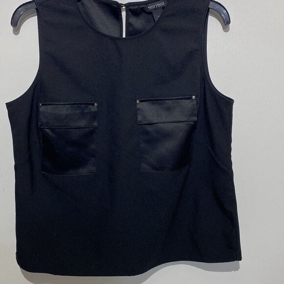 White House Black Market Women's Black Keyhole Back Sleeveless Blouse Medium - Picture 1 of 8
